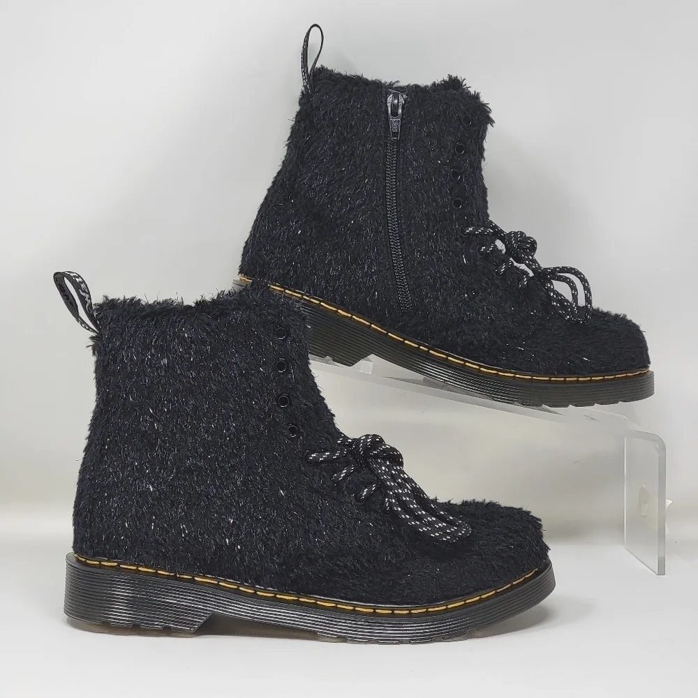 Dr. Martens 1460 PASCAL TINSEL FUR LACE UP BOOTS WOMENS US SIZE 5 NEW